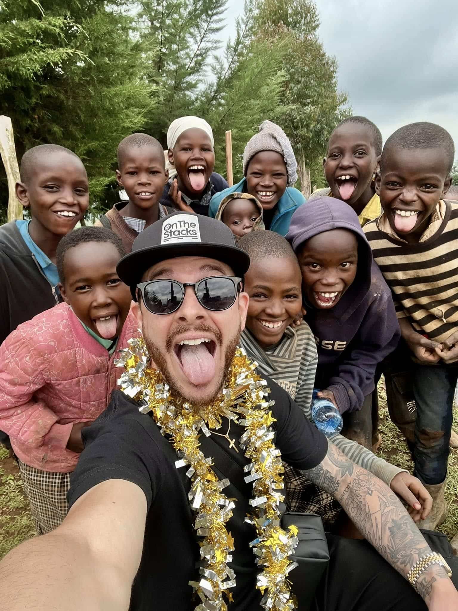 Bill and kids in Africa